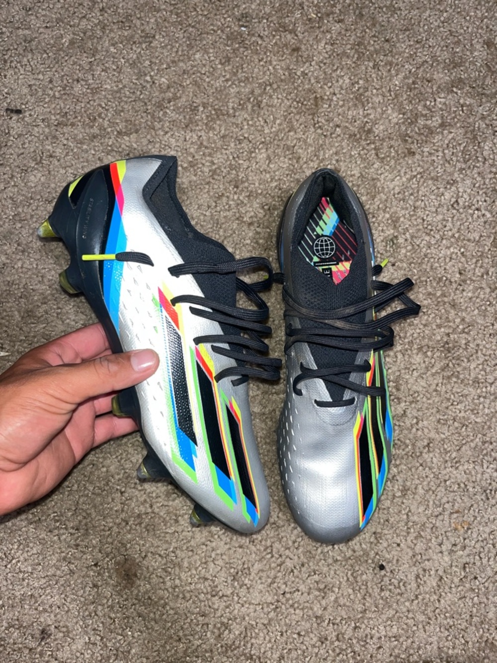 adidas Silver Multicolor Soccer Cleats